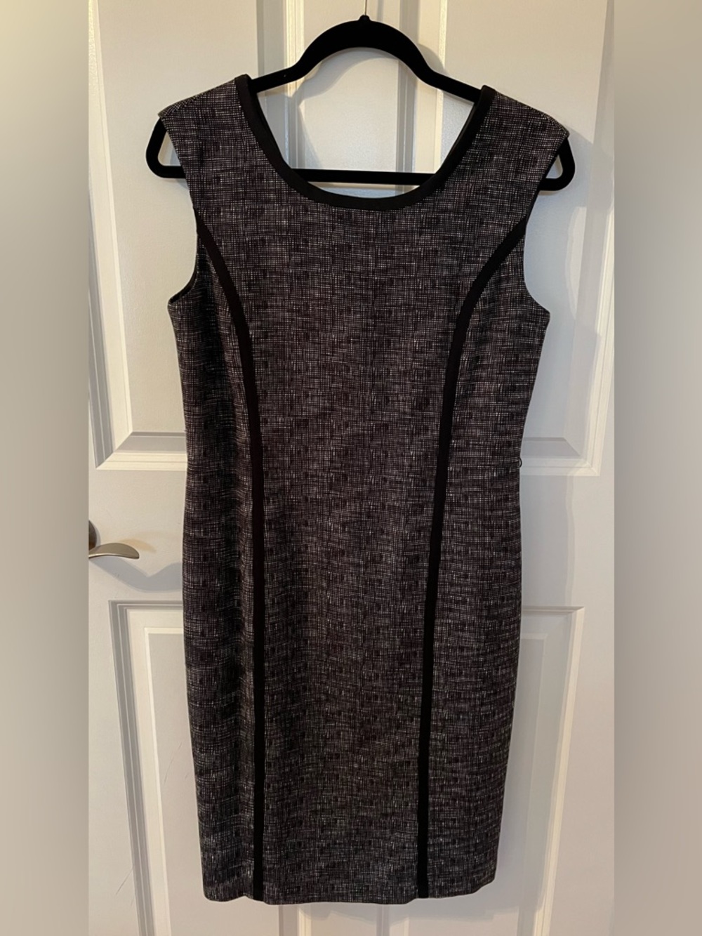 Rafaella Charcoal Sheath Dress with Black Piping